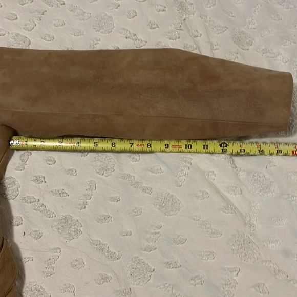 Leather Craft Process Of America Tan Suede One Button Belted Blazer Jacket - Picture 10 of 10